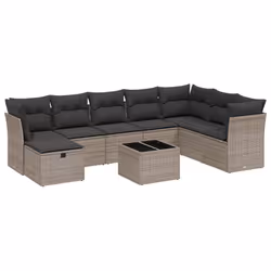 Set Divano da Giardino 9 pz con Cuscini Grigio in Polyrattancod mxl 113682 - Vista aggiuntiva 2