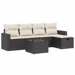 Set Divano da Giardino 6 pz con Cuscini Nero in Polyrattancod mxl 115763 - Vista aggiuntiva 2