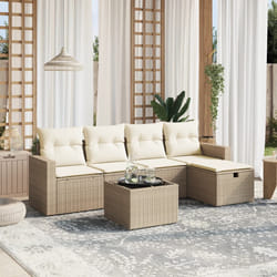 vidaXL Set Divano da Giardino 6 pz con Cuscini Beige in Polyrattan