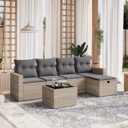vidaXL Set Divano da Giardino 6pz con Cuscini Grigio Chiaro Polyrattan