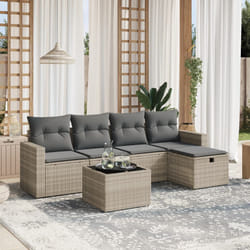vidaXL Set Divano da Giardino 6pz con Cuscini Grigio Chiaro Polyrattan