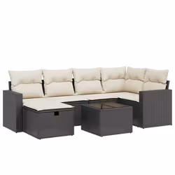Set Divani da Giardino con Cuscini 7pz Nero Polyrattancod mxl 89687 - Vista aggiuntiva 2