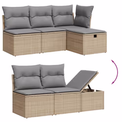 vidaXL Set Divano da Giardino 7 pz con Cuscini Beige Misto Polyrattan - Vista aggiuntiva 3