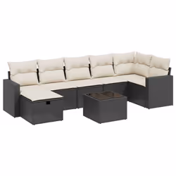 vidaXL Set Divani da Giardino con Cuscini 8 pz Nero in Polyrattan - Vista aggiuntiva 2