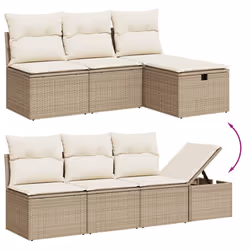Set Divano da Giardino 8 pz con Cuscini Beige in Polyrattancod mxl 114514 - Vista aggiuntiva 3