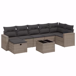Set Divano da Giardino 8 pz con Cuscini Grigio in Polyrattancod mxl 114802 - Vista aggiuntiva 2