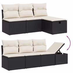 vidaXL Set Divani da Giardino 9 pz con Cuscini Nero in Polyrattan - Vista aggiuntiva 3