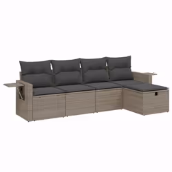 Set Divano da Giardino 5 pz con Cuscini Grigio in Polyrattancod mxl 113699 - Vista aggiuntiva 2