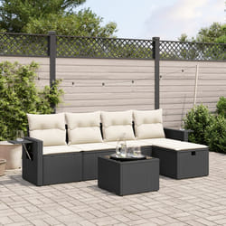 Set Divano da Giardino 6 pz con Cuscini Nero in Polyrattancod mxl 92997