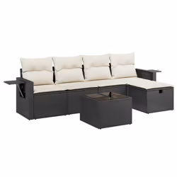 Set Divano da Giardino 6 pz con Cuscini Nero in Polyrattancod mxl 92997 - Vista aggiuntiva 2