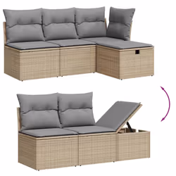 vidaXL Set Divano da Giardino 6 pz con Cuscini Beige Misto Polyrattan - Vista aggiuntiva 3