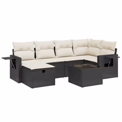 vidaXL Set Divani da Giardino con Cuscini 7pz Nero Polyrattan - Vista aggiuntiva 2