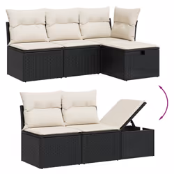 vidaXL Set Divani da Giardino con Cuscini 7pz Nero Polyrattan - Vista aggiuntiva 3