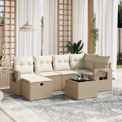 Set Divani da Giardino 7 pz con Cuscini Beige in Polyrattancod mxl 89697