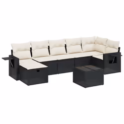 vidaXL Set Divani da Giardino con Cuscini 8 pz Nero in Polyrattan - Vista aggiuntiva 2