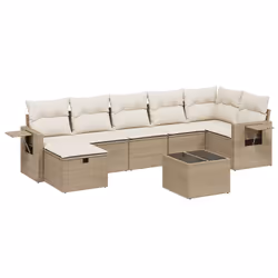 Set Divano da Giardino 8 pz con Cuscini Beige in Polyrattancod mxl 113704 - Vista aggiuntiva 2