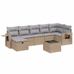 Set Divano da Giardino 8 pz con Cuscini Beige Misto Polyrattancod mxl 90848 - Vista aggiuntiva 2