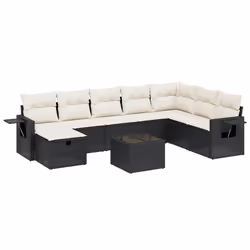 Set Divani da Giardino 9 pz con Cuscini Nero in Polyrattancod mxl 113709 - Vista aggiuntiva 2