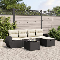vidaXL Set Divano da Giardino 6 pz con Cuscini Nero in Polyrattan
