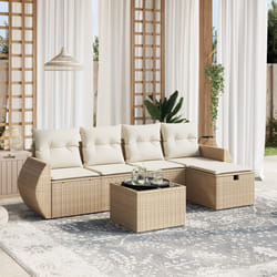 Set Divano da Giardino 6 pz con Cuscini Beige in Polyrattancod mxl 89904
