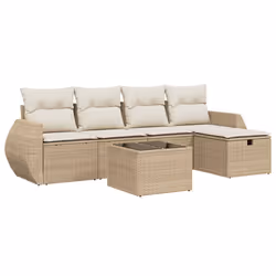 Set Divano da Giardino 6 pz con Cuscini Beige in Polyrattancod mxl 89904 - Vista aggiuntiva 2