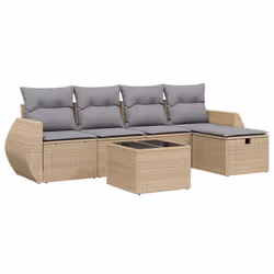 Set Divano da Giardino 6 pz con Cuscini Beige Misto Polyrattancod mxl 113902 - Vista aggiuntiva 2