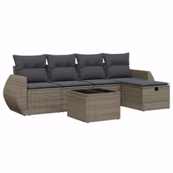 Set Divano da Giardino 6 pz con Cuscini Grigio in Polyrattancod mxl 89903 - Vista aggiuntiva 2