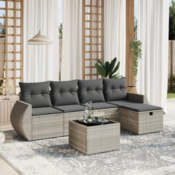 vidaXL Set Divano da Giardino 6pz con Cuscini Grigio Chiaro Polyrattan