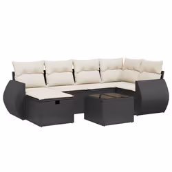 Set Divani da Giardino con Cuscini 7pz Nero Polyrattancod mxl 114809 - Vista aggiuntiva 2