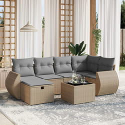 vidaXL Set Divano da Giardino 7 pz con Cuscini Beige Misto Polyrattan