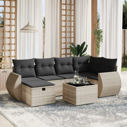 vidaXL Set Divani da Giardino 7pz con Cuscini Grigio Chiaro Polyrattan