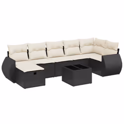 Set Divani da Giardino con Cuscini 8 pz Nero in Polyrattancod mxl 92387 - Vista aggiuntiva 2