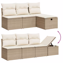 vidaXL Set Divano da Giardino 8 pz con Cuscini Beige in Polyrattan - Vista aggiuntiva 3