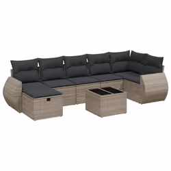 vidaXL Set Divano da Giardino 8 pz con Cuscini Grigio in Polyrattan - Vista aggiuntiva 2
