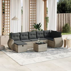 vidaXL Set Divano da Giardino 8pz con Cuscini Grigio Chiaro Polyrattan