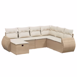 Set Divani da Giardino 7 pz con Cuscini Beige in Polyrattancod mxl 114517 - Vista aggiuntiva 2