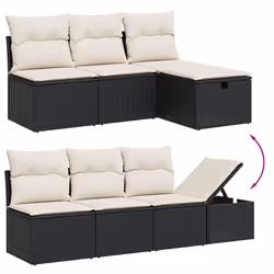 vidaXL Set Divani da Giardino 9 pz con Cuscini Nero in Polyrattan - Vista aggiuntiva 3