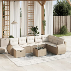 Set Divano da Giardino 9 pz con Cuscini Beige in Polyrattancod mxl 113900