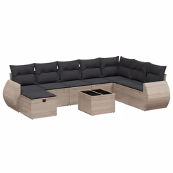 Set Divano da Giardino 9 pz con Cuscini Grigio in Polyrattancod mxl 116341 - Vista aggiuntiva 2