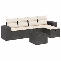 Set Divano da Giardino 6 pz con Cuscini Nero in Polyrattancod mxl 92990 - Vista aggiuntiva 2