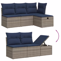 vidaXL Set Divano da Giardino 6 pz con Cuscini Grigio in Polyrattan - Vista aggiuntiva 3