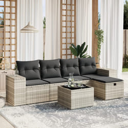 vidaXL Set Divano da Giardino 6pz con Cuscini Grigio Chiaro Polyrattan