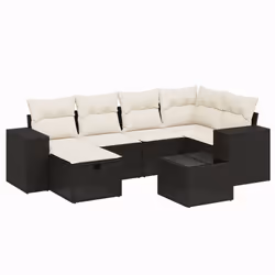 Set Divani da Giardino con Cuscini 7pz Nero Polyrattancod mxl 116342 - Vista aggiuntiva 2