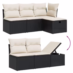 Set Divani da Giardino con Cuscini 7pz Nero Polyrattancod mxl 116342 - Vista aggiuntiva 3