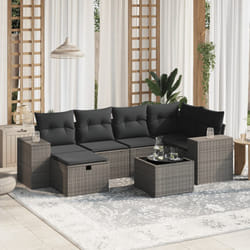 vidaXL Set Divani da Giardino 7pz con Cuscini Grigio Chiaro Polyrattan