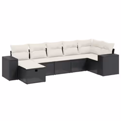 vidaXL Set Divani da Giardino con Cuscini 7pz Nero Polyrattan - Vista aggiuntiva 2