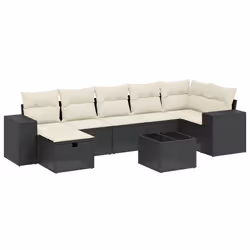 Set Divani da Giardino con Cuscini 8 pz Nero in Polyrattancod mxl 92994 - Vista aggiuntiva 2