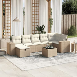 vidaXL Set Divano da Giardino 8 pz con Cuscini Beige in Polyrattan