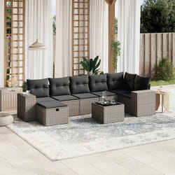 vidaXL Set Divano da Giardino 8pz con Cuscini Grigio Chiaro Polyrattan