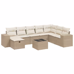 Set Divano da Giardino 9 pz con Cuscini Beige in Polyrattancod mxl 92377 - Vista aggiuntiva 2